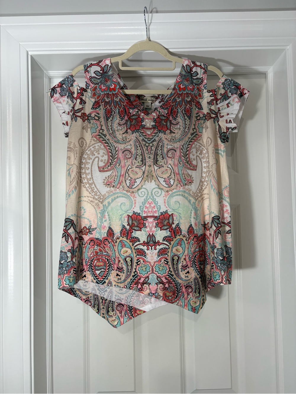 World Unity Women’s Paisley Cold-Shoulder Top - Multicolor